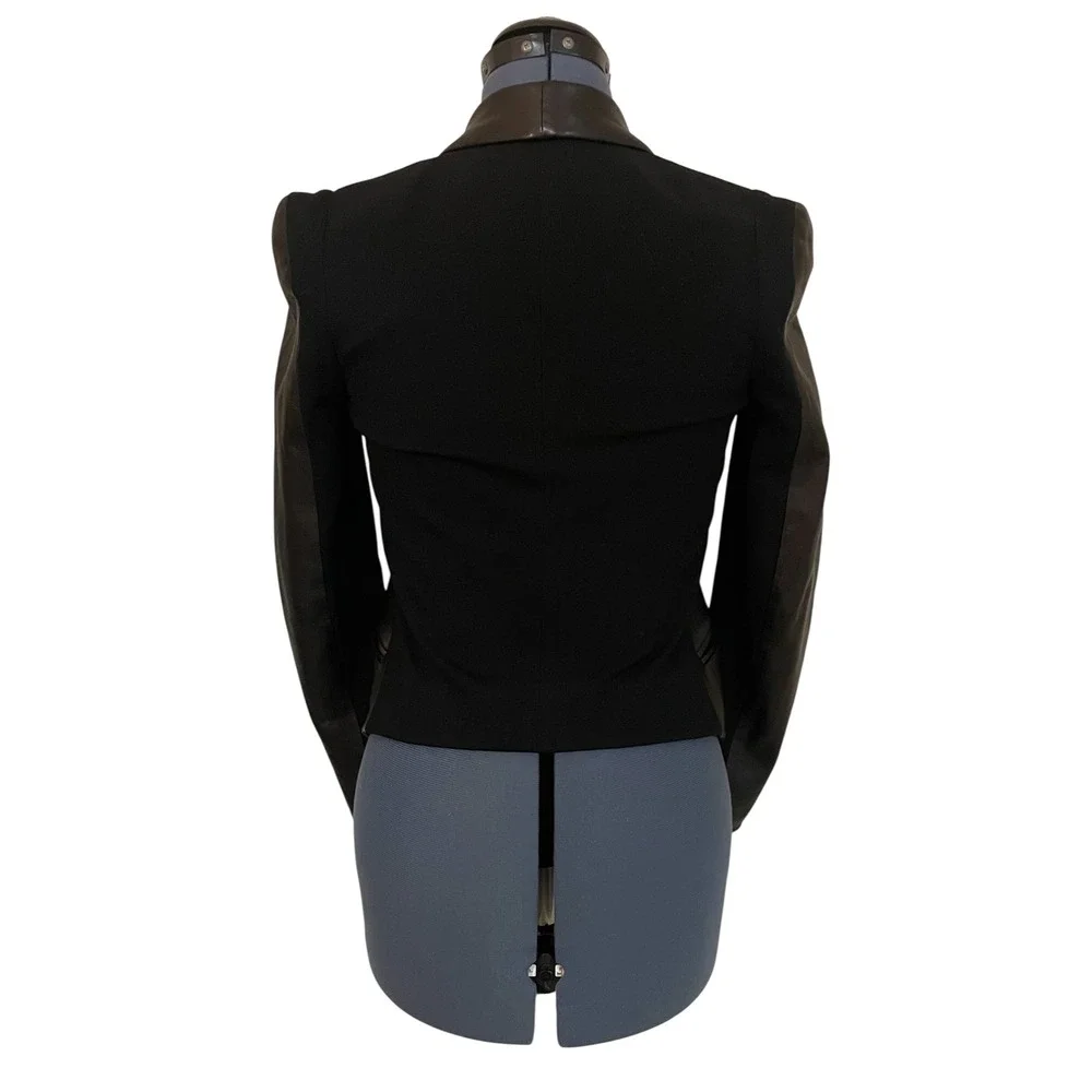 Rebecca‎ Minkoff Becky Black Lambskin Leather Open Front Blazer Jacket ASOTV XS